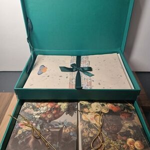 Teal Stationery Gift Box Set with Floral Note Cards